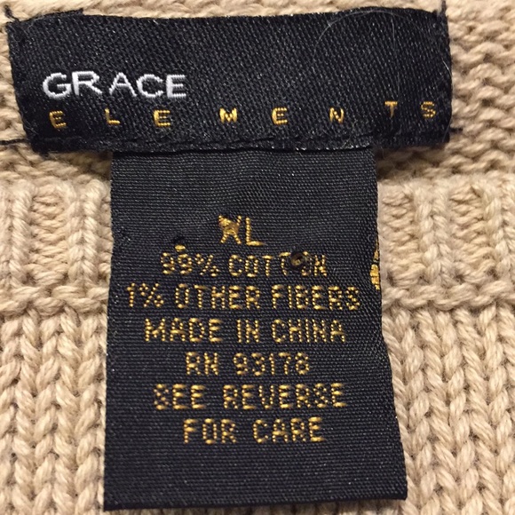 Grace Elements Tan Sweater White Metallic Stripe Long Sleeve XL - Picture 3 of 4